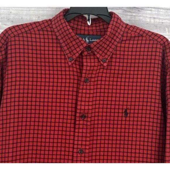 RALPH LAUREN CLASSIC FIT BUTTON FRONT LONG SLEEVE SHIRT Men's Size L RED PLAID - Picture 4 of 5